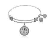 Expandable Bangle in White Tone Brass with Golf Symbol