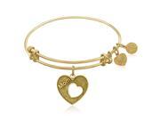 Expandable Bangle in Yellow Tone Brass with Mother s Special Love Symbol