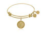 Expandable Bangle in Yellow Tone Brass with Longevity Symbol