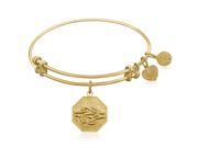 Expandable Bangle in Yellow Tone Brass with Sailor s Knot Eternal Love Symbol