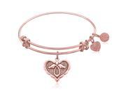 Expandable Bangle in Pink Tone Brass with Angel Comfort Hope Symbol
