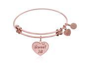 Expandable Bangle in Pink Tone Brass with Sweet 16 Symbol