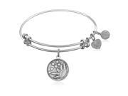 Expandable Bangle in White Tone Brass with Sun Moon And Stars Symbol