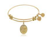 Expandable Bangle in Yellow Tone Brass with Initial T Symbol