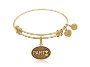 Expandable Bangle in Yellow Tone Brass with Party Symbol