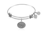 Expandable Bangle in White Tone Brass with Dream Big Symbol