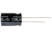 Nichicon electrolytic 10 pack of high temperature 105 degree capacitors capacitor value 2200 ufd at 16 volts dc. 2200uf 16VDC 2200 micro farad 16 volts Pol