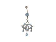 Antique Dangling Flowers Belly Button Ring with Blue Cz Jewels