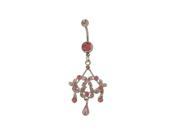 Antique Dangling Flowers Belly Button Ring with Pink Cz Jewels