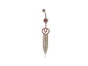 Dangler Belly Button Ring with Pink Cz Jewels