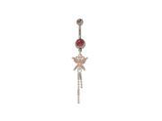 Dangling Butterfly Belly Button Ring with Pink Cz Jewels