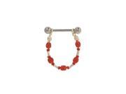 Dangling Red Beads Surgical Steel Barbell Nipple Ring 14G 15mm