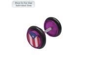 Purple Acrylic 14 Gauge Puerto Rican Flag Logo Ear Plug