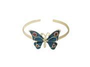 Silver Plated Butterfly Armband with Blue Glitter