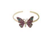 Silver Plated Butterfly Armband with Pink Glitter