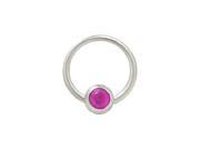 Captive Bead Ring Surgical Steel with 6mm Fuschia Gem Bead 14G 1 2