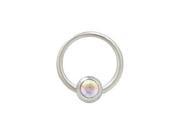 Captive Bead Ring Surgical Steel with 6mm Opal Gem Bead 14G 1 2