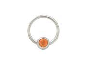Captive Bead Ring Surgical Steel with 6mm Orange Gem Bead 14G 1 2