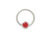 Captive Bead Ring Surgical Steel with 6mm Red Gem Bead 14G 1 2