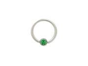 Captive Bead Ring Surgical Steel with Green Jewel 14G 1 2