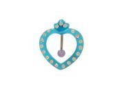 Acrylic Blue Heart Reversed Belly Ring with Cz Gem