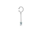 Non piercing Dangling Flower Belly Button Clip with Light Blue Cz Jewels