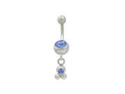 Dangling Balls Belly Button Ring with Blue Cz Jewels