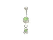 Dangling Balls Belly Button Ring with Green Cz Jewel
