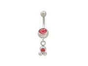 Dangling Balls Belly Button Ring with Red Cz Jewels