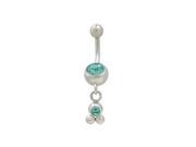 Dangling Balls Belly Button Ring with Turquoise Cz Jewel