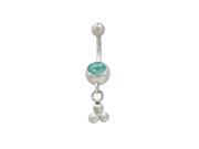 Dangling Balls Belly Button Ring with Turquoise Cz Jewel