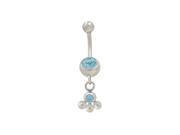 Dangling Balls Belly Button Ring with Light Blue Cz Jewel