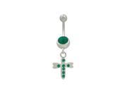 Dragonfly Belly Ring with Green Jewels