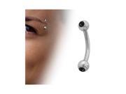 Double Black Jeweled Curved Eyebrow Ring