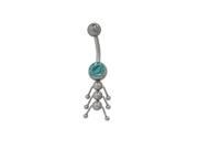 Catarpillar Belly Button Ring with Turquoise Cz Jewel
