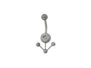 Arrow Pointing Down Surgical Steel Belly Ring with Clear Cz Jewel