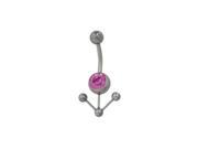 Arrow Pointing Down Surgical Steel Belly Ring with Purple Cz Jewel