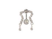 Classic Reversed Belly Ring with Clear Cz Gems