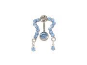 Classic Reversed Belly Ring with Light Blue Cz Gems