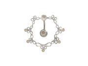 Antique Reversed Belly Ring with Opal Cz Gems