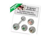 Straight Barbell Tongue Ring Surgical Steel Shaft with Logo Design Bead BONUS11