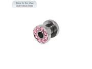 Surgical Steel Screw Fit Ear Plug with Pink Cz Gems 2 Gauge