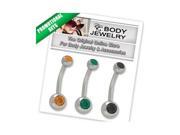 Double Jeweled Belly Button Ring High Polish Surgical Steel PFA88 BONUS15