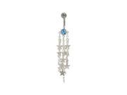 Dangle Stars Belly Button Ring with Blue Cz Gem