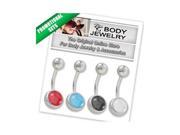 High Polish Surgical Steel Belly Button Rings with Semi Precious Stone BONUS4