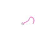 Pink Flexible PTFE Nose Screw with Clear Cz Jewel