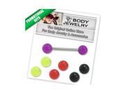 Barbell Tongue Ring Surgical Steel with UV Acrylic Beads BONUS41