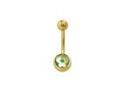 14k Gold Plated Butterfly Belly Ring with Green Jewel