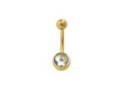 14k Gold Plated Butterfly Belly Ring with Light Blue Jewel