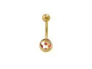 14k Gold Plated Butterfly Belly Ring with Red Jewel
